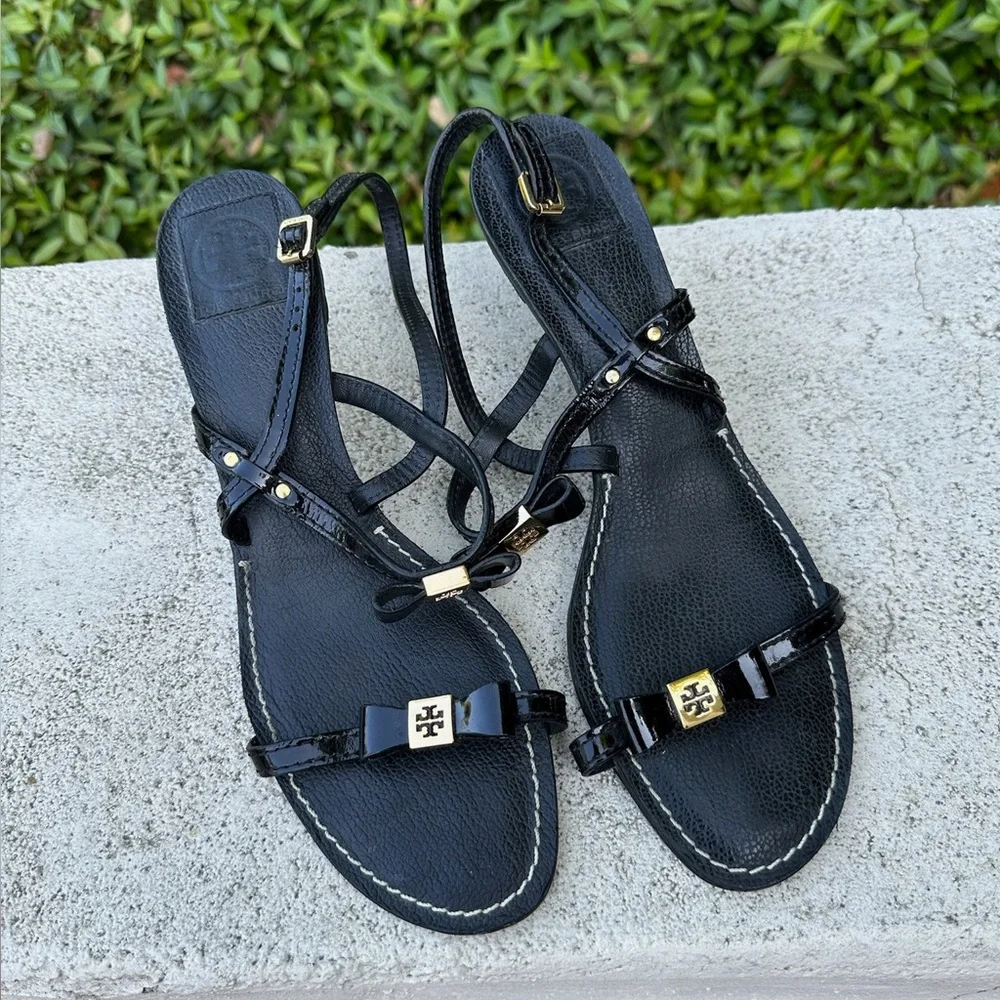 Tory Burch "Kailey" slingback heeled sandals with bow accents - size 11M - Picture 2 of 6